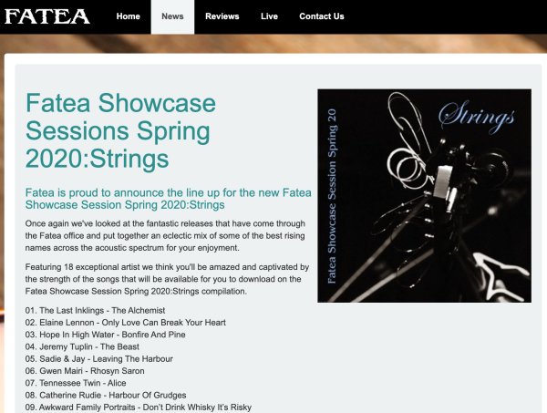 Preview image for blog post - Tennessee Twin - 'Alice' to be in Fetea Magazine's Showcase Sessions 'Strings' Release!