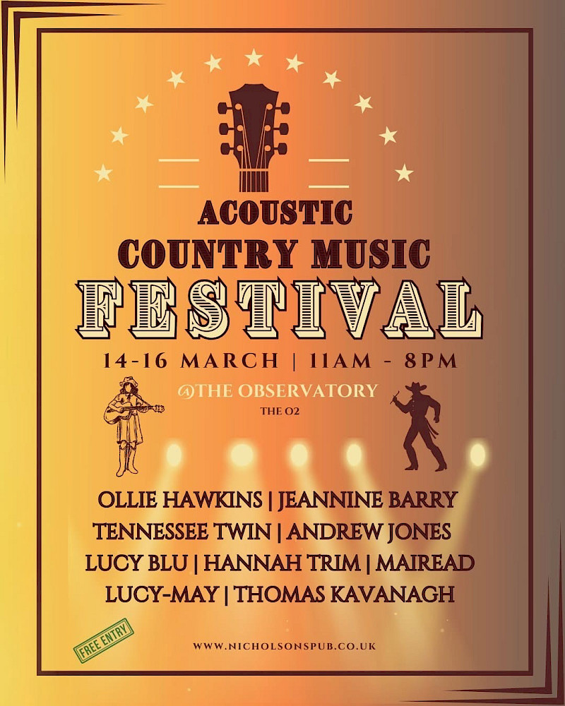 Preview image for blog post - One week to go until C2C and the Observatory Acoustic Country Festival at the O2!