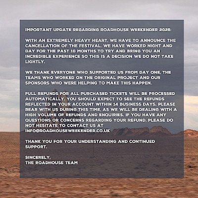 Preview image of Roadhouse Weekender Festival - cancelled. blog post
