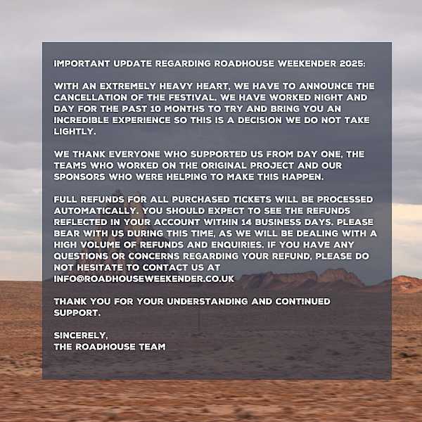 Preview image for blog post - Tennessee Twin - Roadhouse Weekender Festival - cancelled.