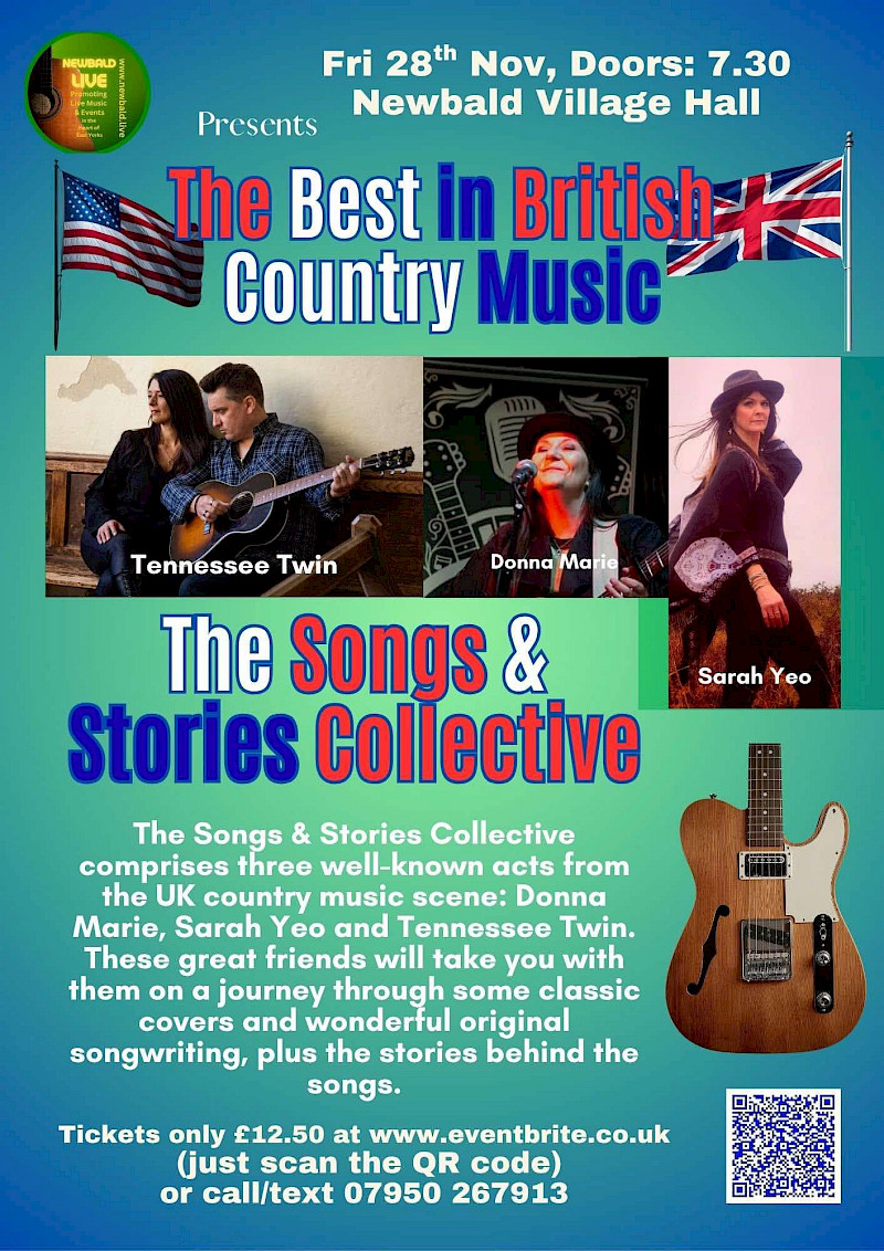 Poster for gig - Newbald Village Hall with The Songs & Stories Collective