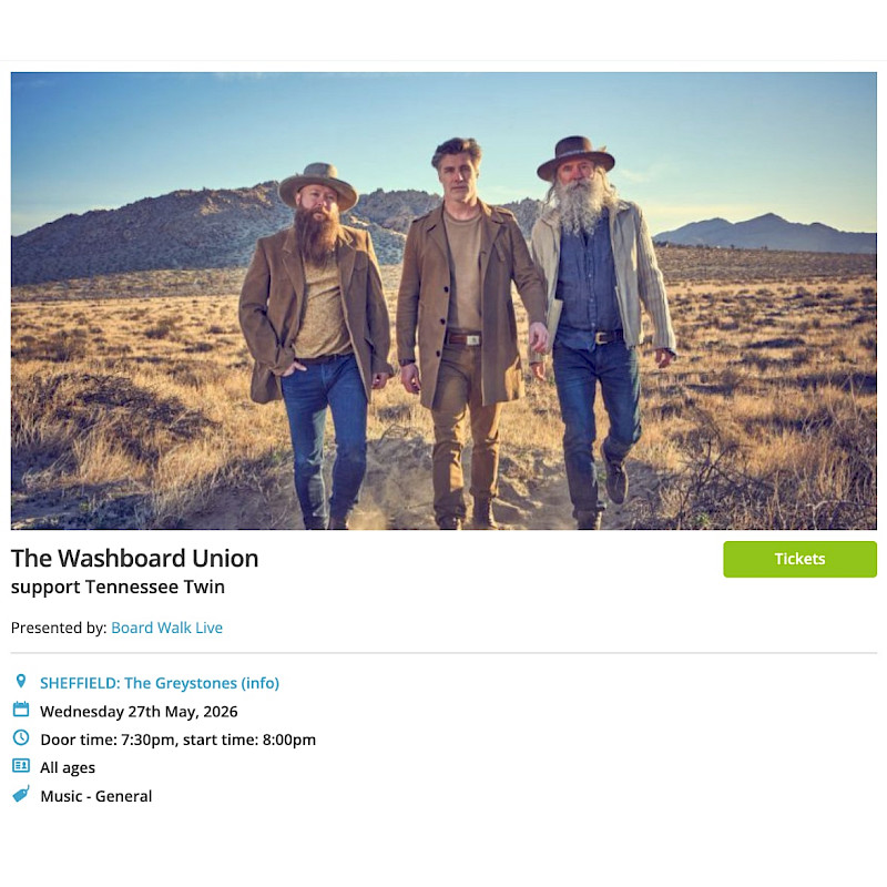Poster for gig - The Greystones - Supporting Washboard Union